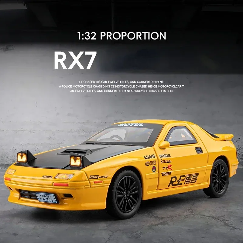 

1:32 Mazda RX7 Alloy Sports Car Model Diecasts Metal Toy Vehicles Car Model Sound And Light Simulation Collection Childrens Gift