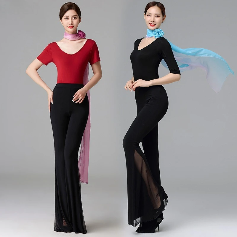 

Customized Women's Adult Latin Dance Body Etiquette Fashion Show Training Clothes Slimming Modern Dance Pants Set Latin Dress