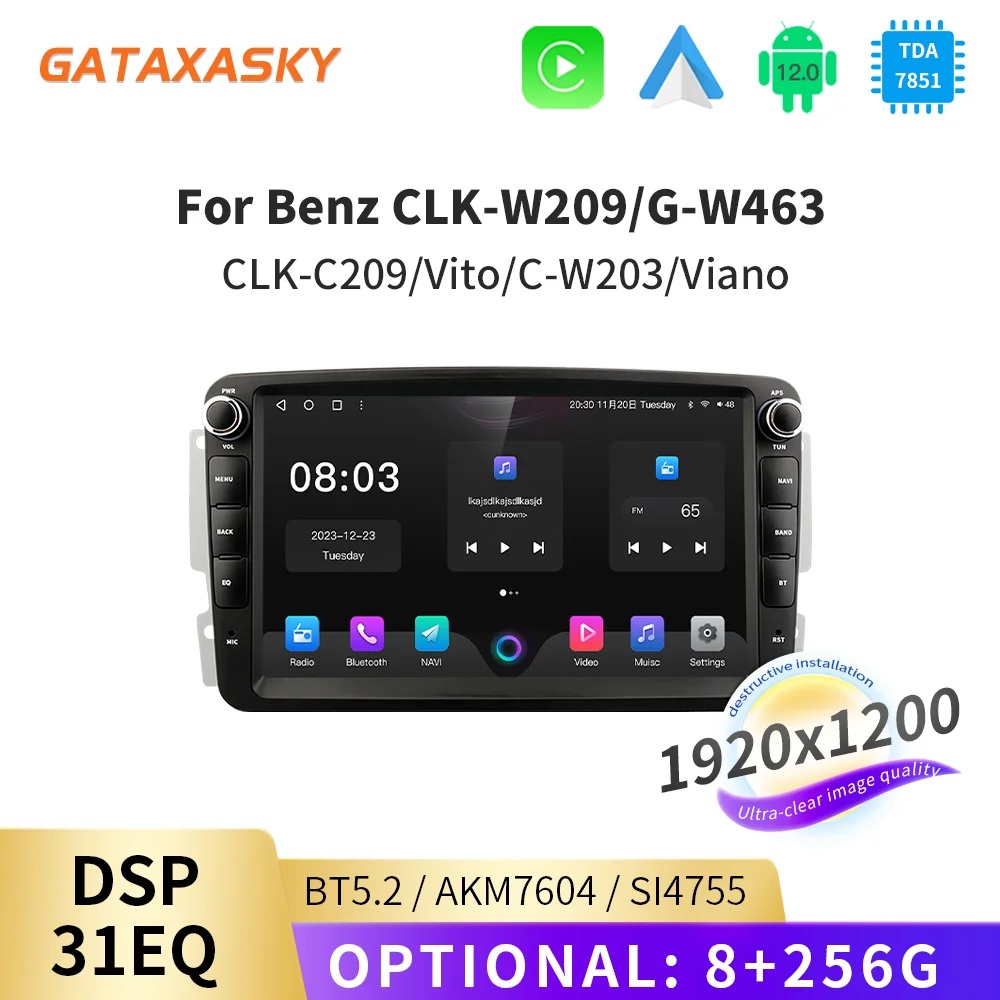 

GATAXASKY 8"Android Radio Stereo Car Multimedia Player For Mercedes Benz W203 Vito W639 Vaneo CLK W209 W210 CarPlay Navigation