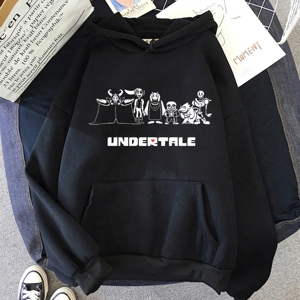 

Худи с принтом персонажей игры Undertale, стиль Харадзюку, новинка 2026 года, повседневная толстовка из флиса, унисекс, в стиле панк, с карманом