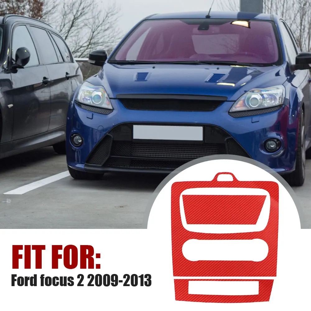 

1Pc Red Black Fashion 3D Carbon Fiber Car AC Console Protector Sticker Accessories Fit for Ford Focus 2 2009 2010 2011 2012 2013