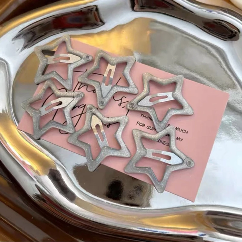 2 Buah Jepit Rambut Jepret Bintang Jepit Rambut Logam Antiselip Aksesori Rambut Wanita Dropship