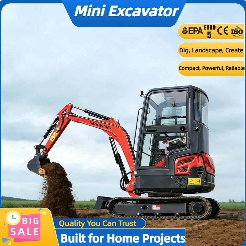 

1.8 Ton Small Excavator Compact Mini Digger with Multiple Attachments EPA Euro5 CE Certified for Personal Use