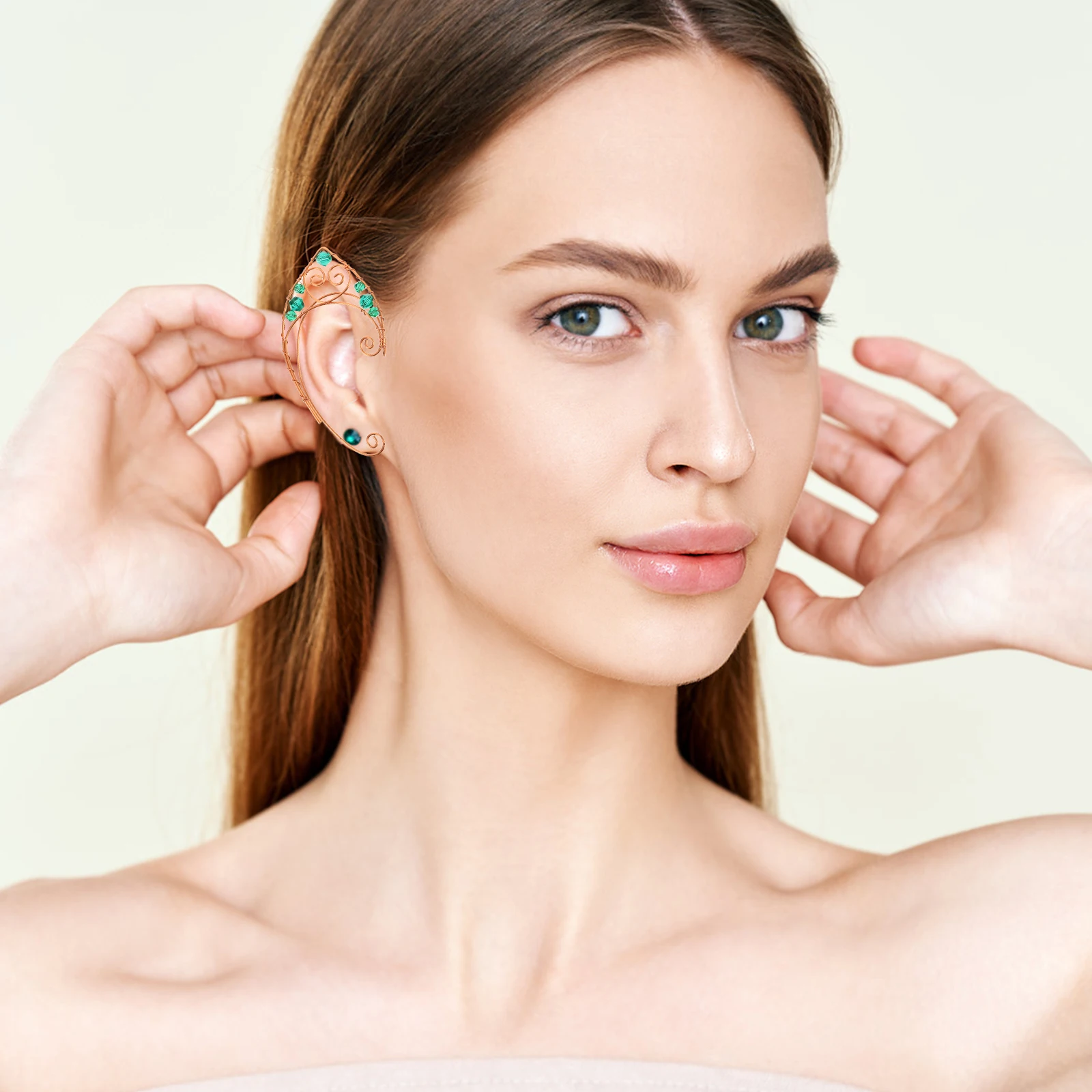 

2Pcs Dainty Ear Cuff Stainless Steel Non Piercing Metal Round Ear Wrap Cuff Fairy Inspired Jewelry for Women Retro Earing