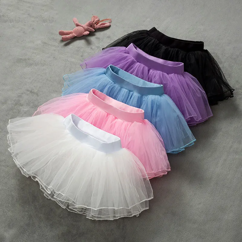 HOT Girls Ballet Tutu gonne rosa bambini soffici 4 strati morbido filato gonne di Tulle bianco elastico balletto body gonne SK005