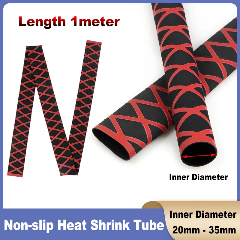 1M Black-Red Non-slip Heat Shrink Wrap Waterproof Tubing Handle Insulation Fishing Rod Grip Belt Badminton Racket Protect Sleeve