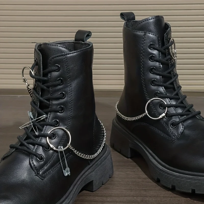 2 Pieces Y2K Punk Style Large Hoop & Safety Pin Shoe Charms, Ideal for Daily Wear, Halloween Parties, and Gift Giving