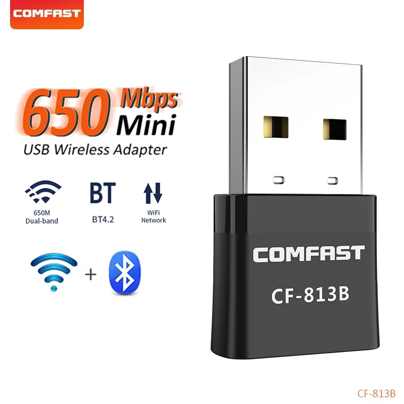 

COMFAST 650Mbps Mini Wireless Wifi Adapter BT4.2 USB 2.4G/5.8G Bluetooth+WIFI Network Card RTL8821CU WiFi Antenna For PC CF-813B