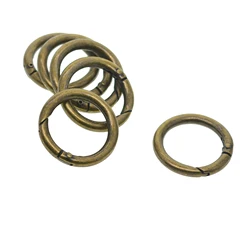 10 pcs 1 inch small Bronze Alloy Snap Spring Round circle O Buckle carabiner Hook Clip DIY Keyring Keychains bag purse