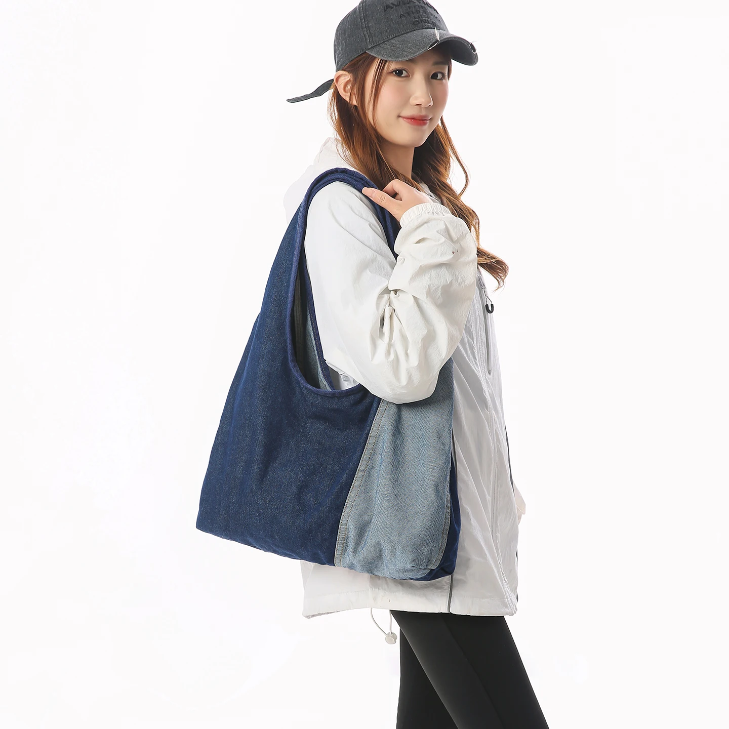 

Модная женская сумка из денима в стиле пэчворк, винтажная сумка через плечо, джинсовая сумка-тоут, эко-сумка Y2K, корейская сумка для покупок, ковбойская сумка-хобо, большая сумка-саквояж