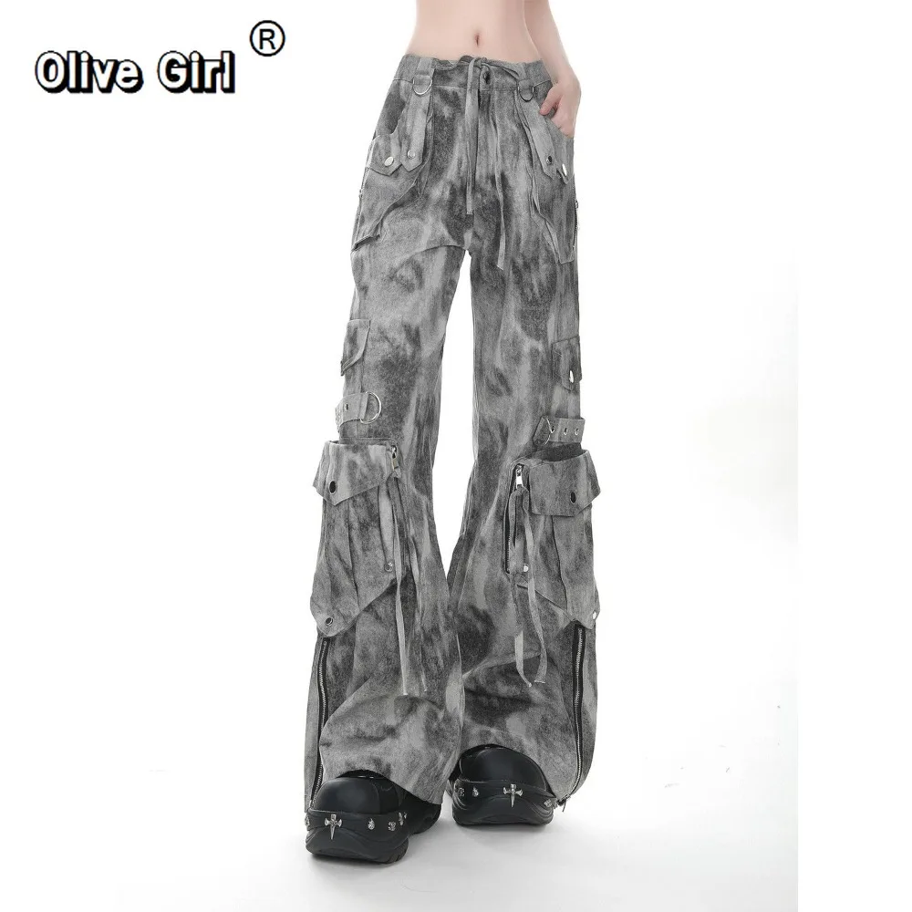 حجم كبير بنطلون جينز نسائي عالي الشارع سروال دينم نسائي فيبي واسع الأرجل سحب كبير الحجم مثير فتاة فضفاضة بانت