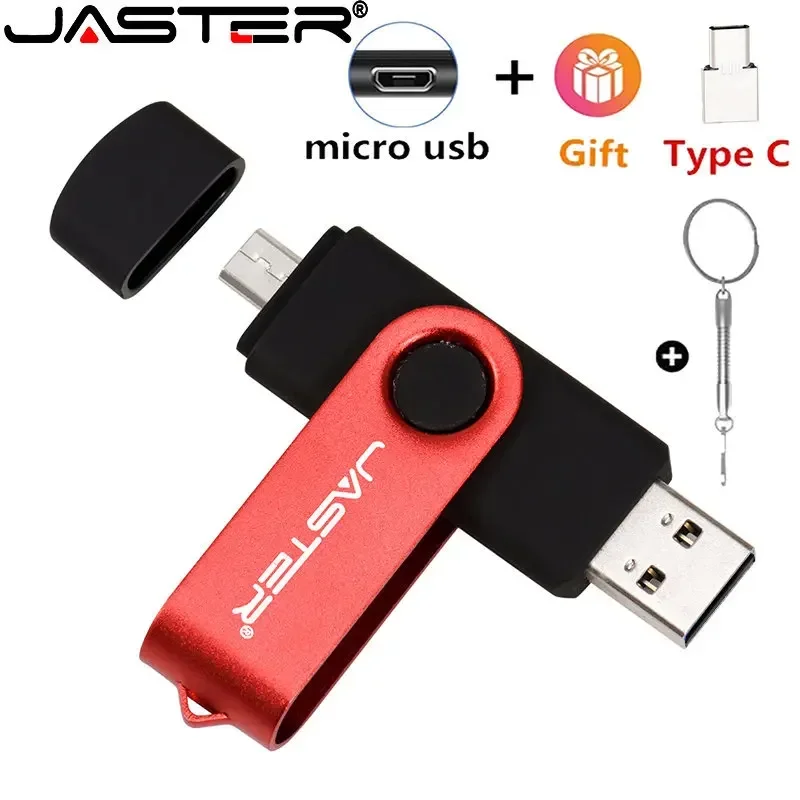 JASTER 3in1 Micro OTG USB 2.0 flash drives Free TYPE-C Adapters 64GB 32GB Pen Drive Memory stick For Android smart phone U Disk