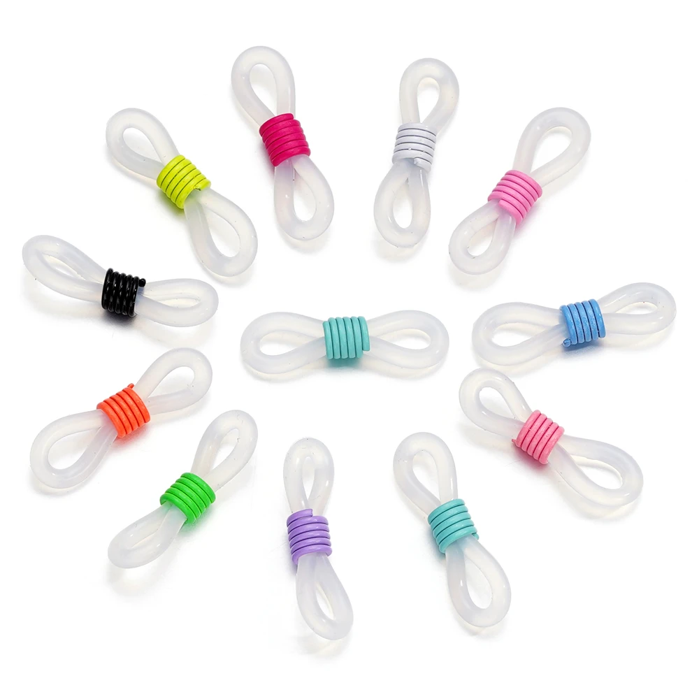 50pcs Eyeglass Chain Ends Adjustable Spring Silicone Ends Connectors for Eye Glasses Holder Necklace Chain DIY Jewelry Making view 4