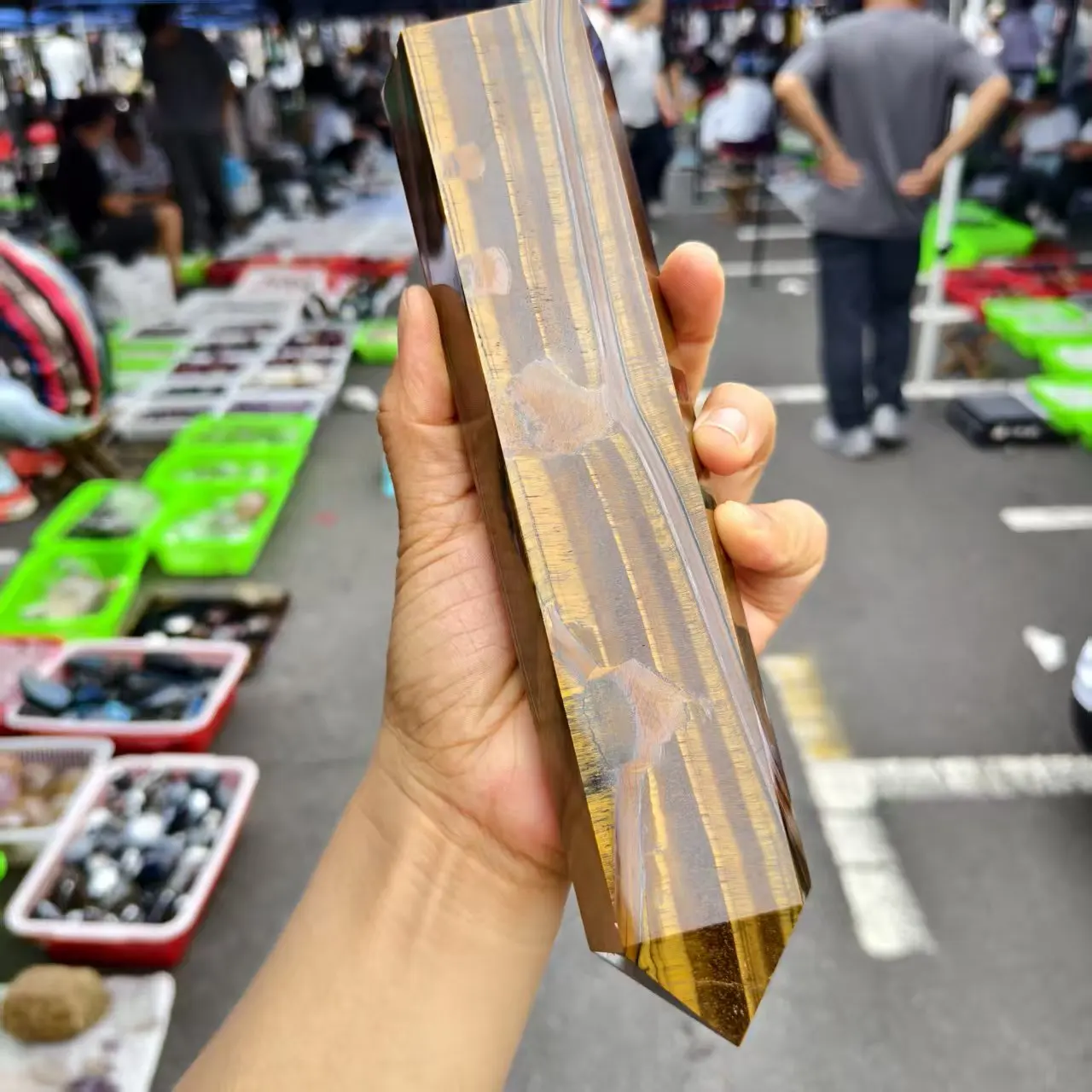 Natural Yellow Tiger's Eye Stone Obelisk, Quartz, Crystal, Mineral Column, Mineral, Healed