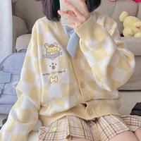 Anime Sanrioed Pompompurin Jk Cardigan Sweater Kuromi Kawaii Cinnamoroll Spring Autumn Knit Coat Preppy Loose Sweet Embroidery