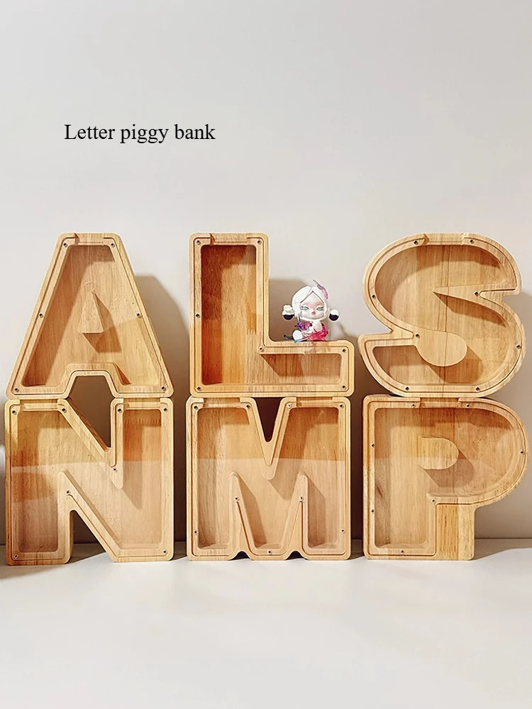 

Money Box Translucent Wooden Letter Piggy Bank Coin Change Storage Box Ornament Children's Gift Huchas Para Ahorrar קופת חיסכון
