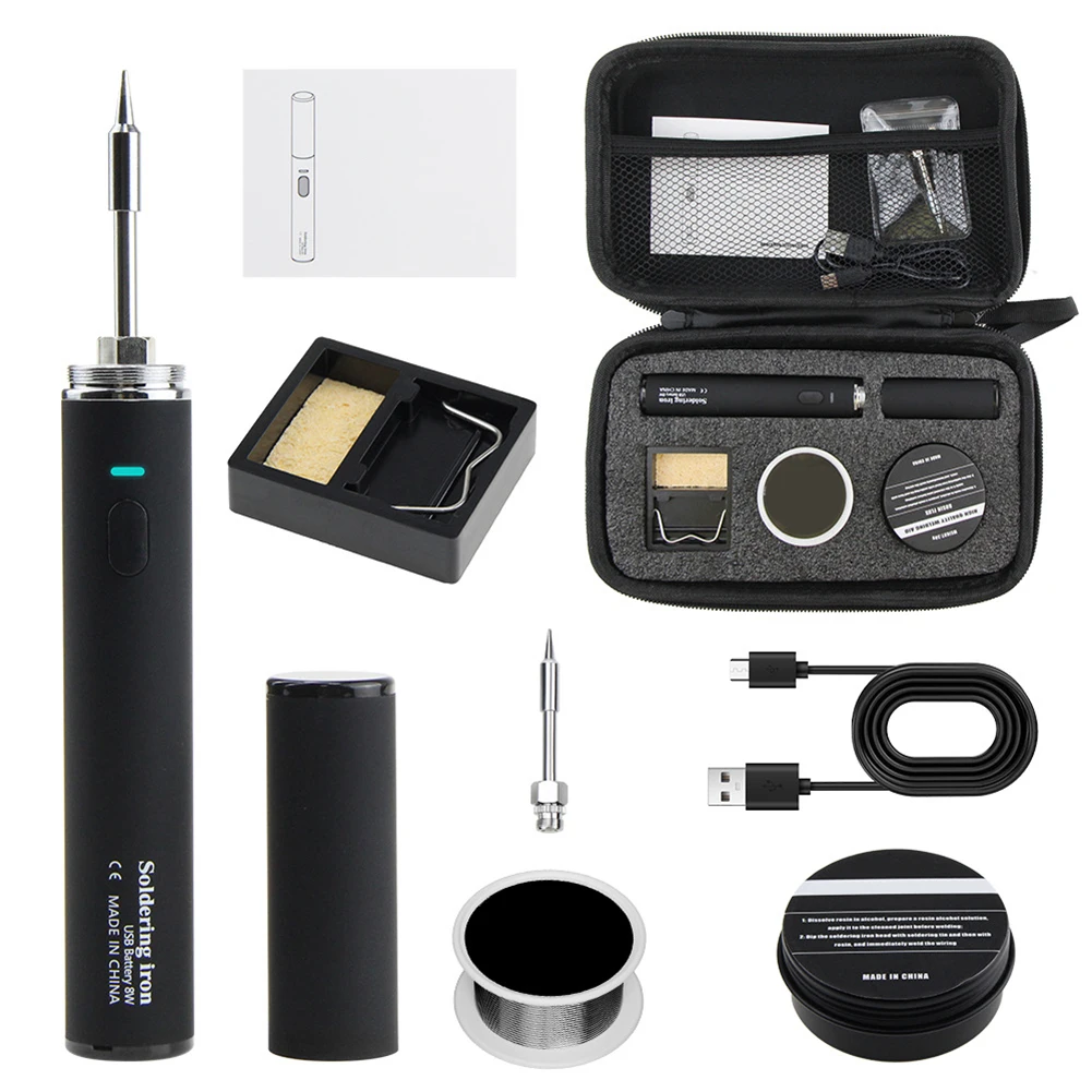 USB Rechargeable Soldering Iron Kit with Custom Temperature Control for Convenient Use on Delicate and Robust Materials