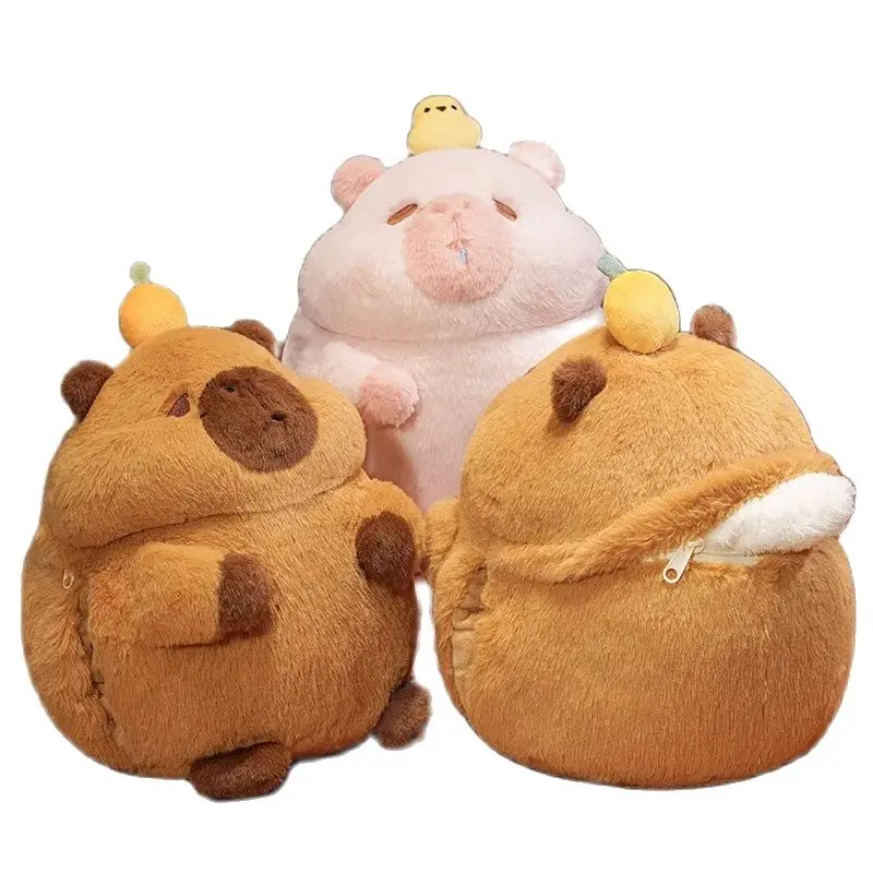 Creative 30cm Stuffed Dolls Capybara Pig Animals Three Capybara In One Blanket Toys Super Soft Decor Girls Boys Birthday Gifts