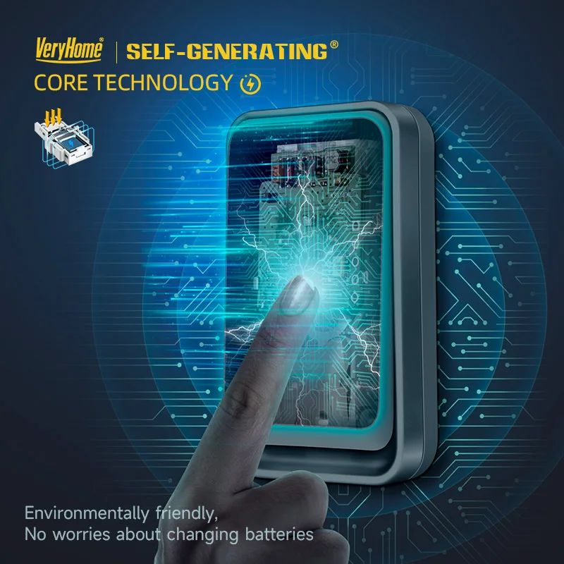 Timbre inalámbrico autoalimentado No necesita batería, timbre ruidoso de 100 dB, alcance de 120 m, resistente al agua (IP44), 52 melodías