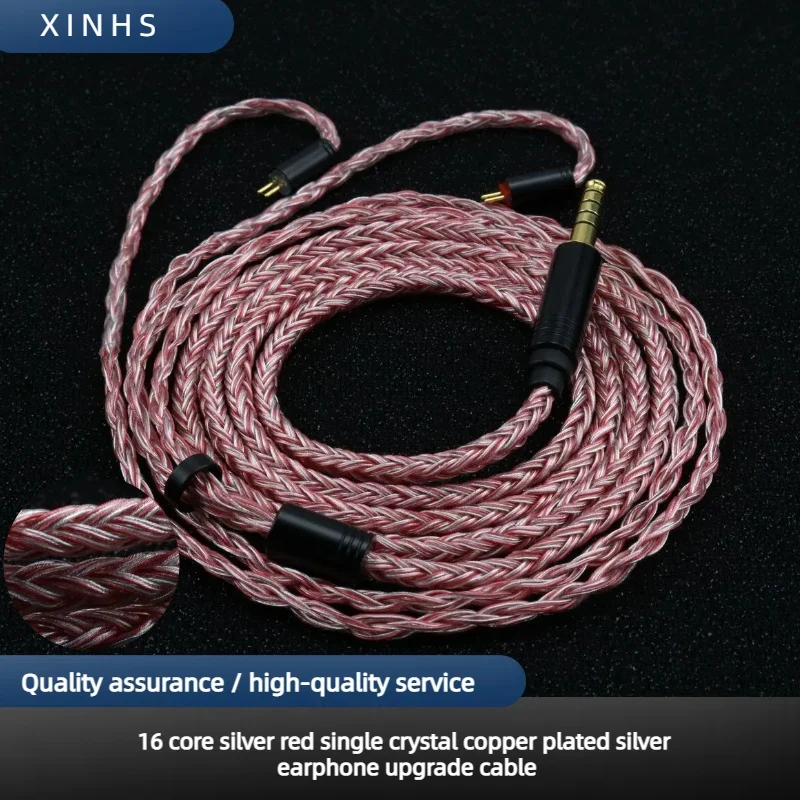 XINHS Silver Red Single Crystal Copper Plated HiFi Earphone Upgrade Cable Audio Cable 2.5/3.5/4.4 Suitable for NX7MK4 F1  Audio