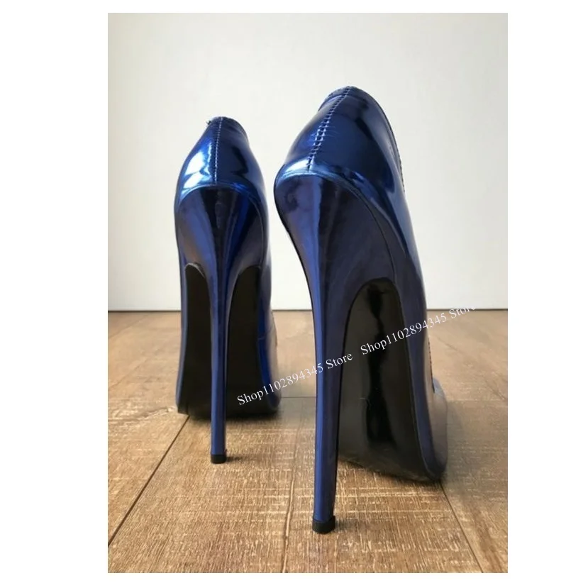 

Blue Matte Slip On Shallow Pumps Pointed Toe Thin High Heel Fashionable Sexy 2024 Summer Big Size Woman Shoes Zapatillas Mujer