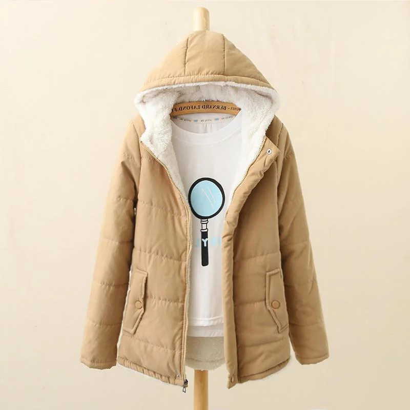 2023 Winter Women Warm Snow Jacket Cotton Padded Casual Korean Plush Coat Hooded Fleece Lined Thicken Parkas Lambwool Outwear