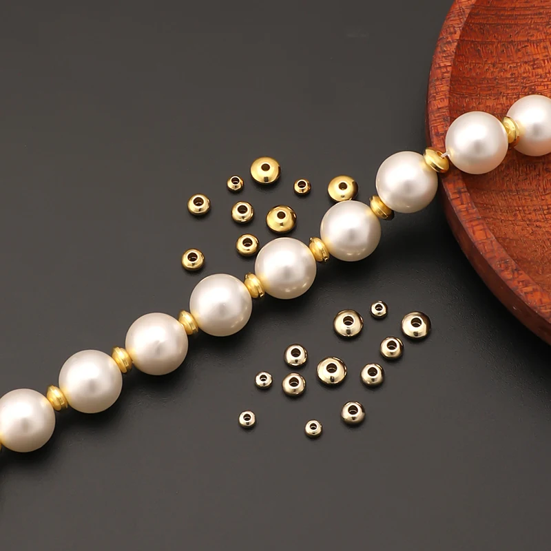 3/4/5mm Gold Copper Flat Round Loose Spacers Beads For DIY Jewelry Making Bracelet Necklace Handmade Craft Accessories No Fade