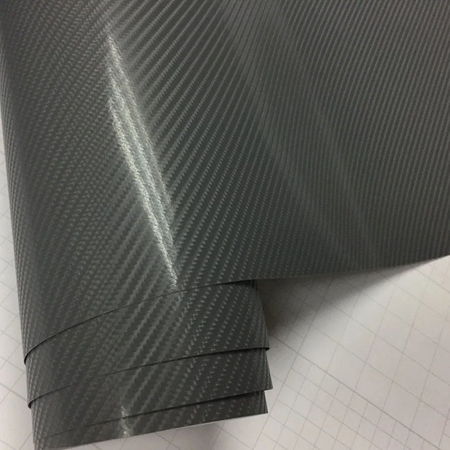 Premium quality Glossy Grey 4D Carbon Fiber Car Sticker And Decals Car Wrapping Vinyl Size: 10/20/30/40/50/60cm x 152cm/Lot