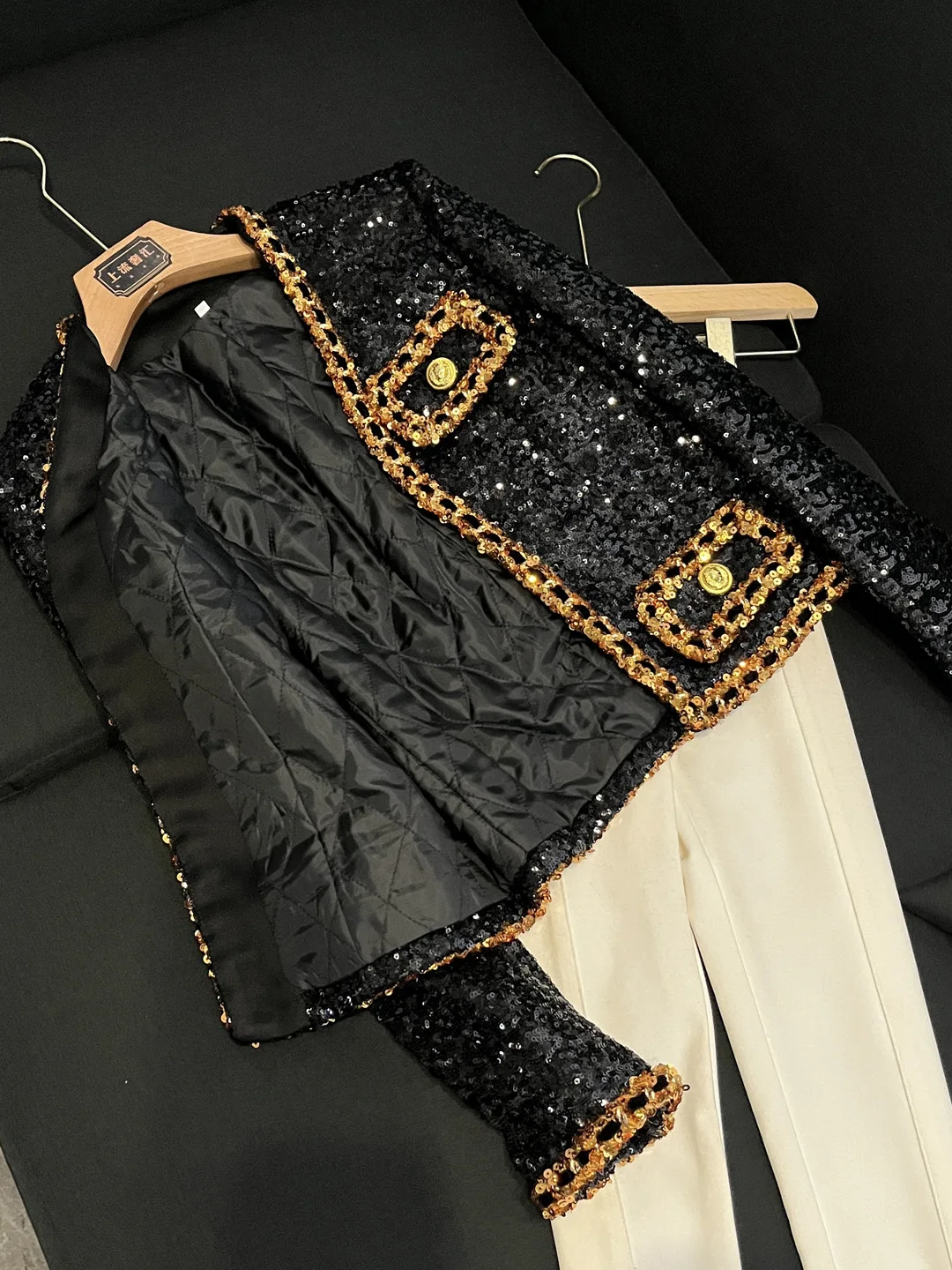 Ele ort cardigan iny lantejoulas novo trabalho pesado outono inverno novo sle ladylike ort outerwear para mulher a38