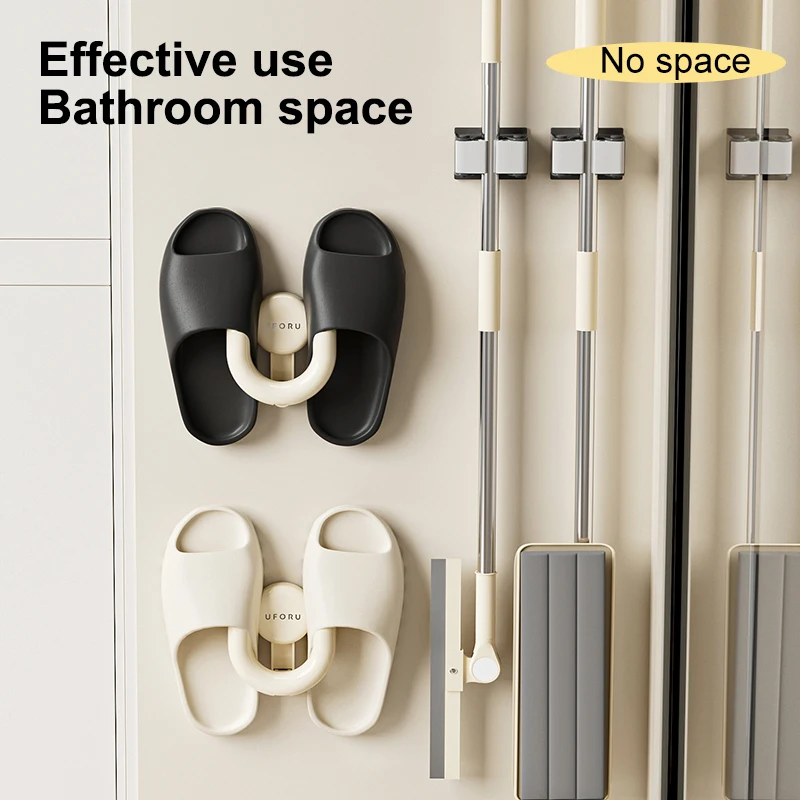 UFORU Bathroom slipper rack Suction cup type perforation-free wall hanging toilet special new drain hanger hook storage rack