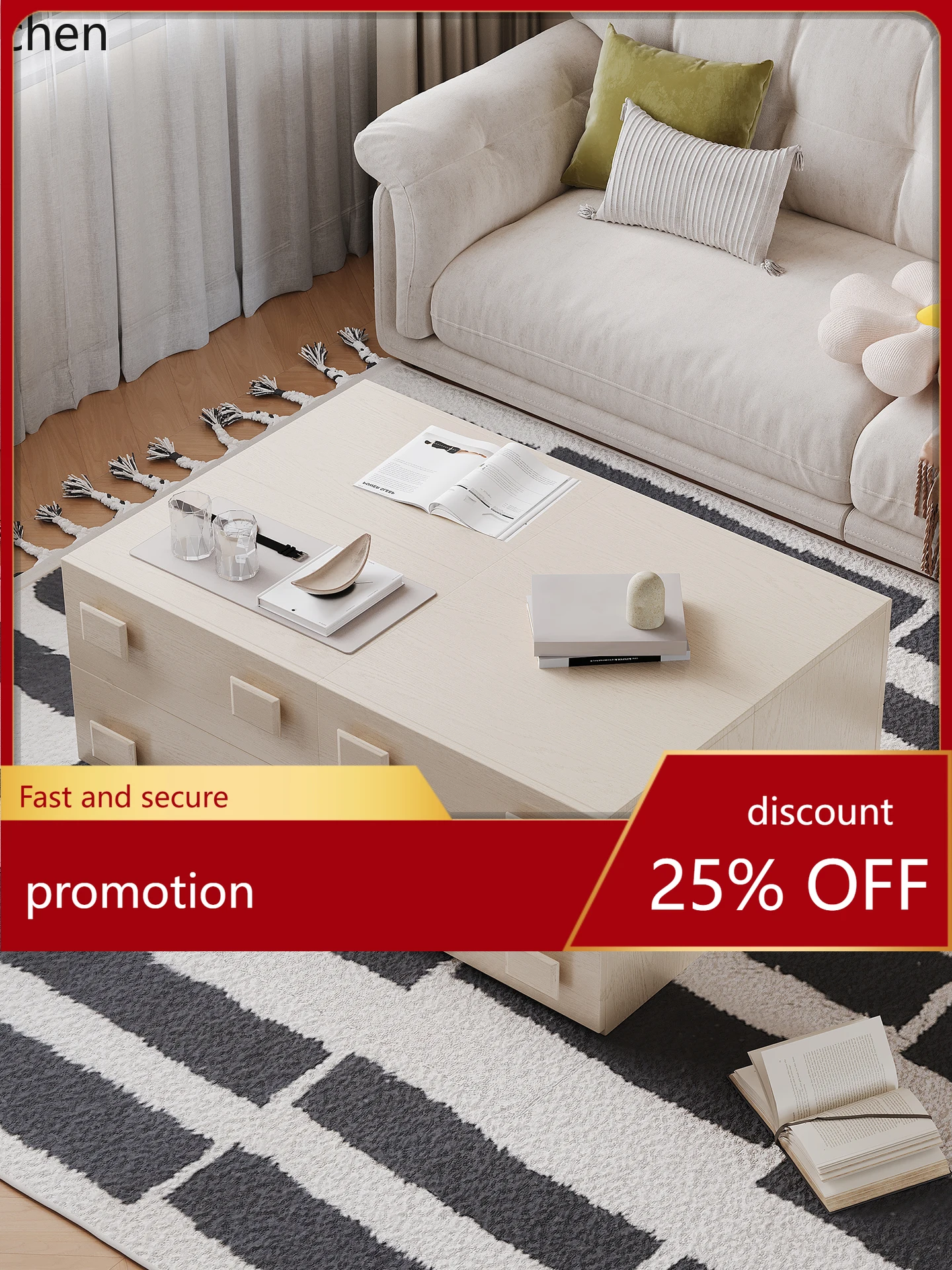 HT Coffee Table Solid Wood Multifunctional Building Block Cabinet Floor Storage Free Combination Chest of Drawers