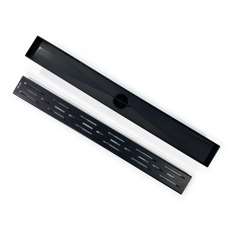 

Black long floor drain shower room can be inlaid with brick rust steel linear invisible drainage