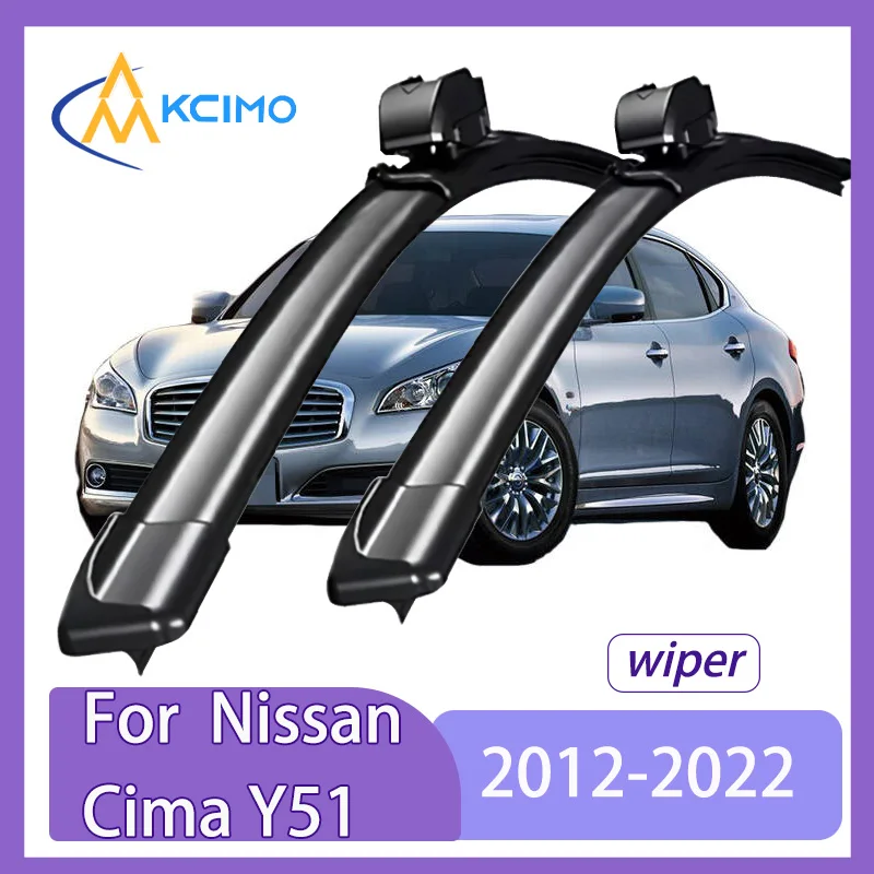 

2 Pack Silent Beam Wiper Blades For Nissan Cima Y51 2012–2022 Noiseless All-Weather Design Windshield Rain Brush Accessories