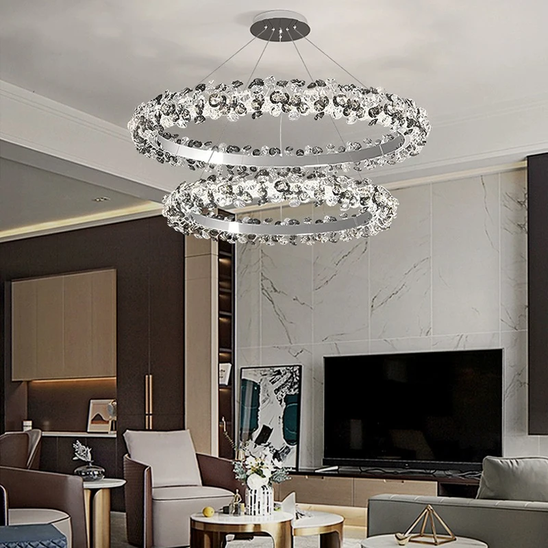 

AiPaiTe French Crystal Decorative Chandelier for Living Room Dining Room Bedroom Staircase Copper Color Crystal LED Chandelier