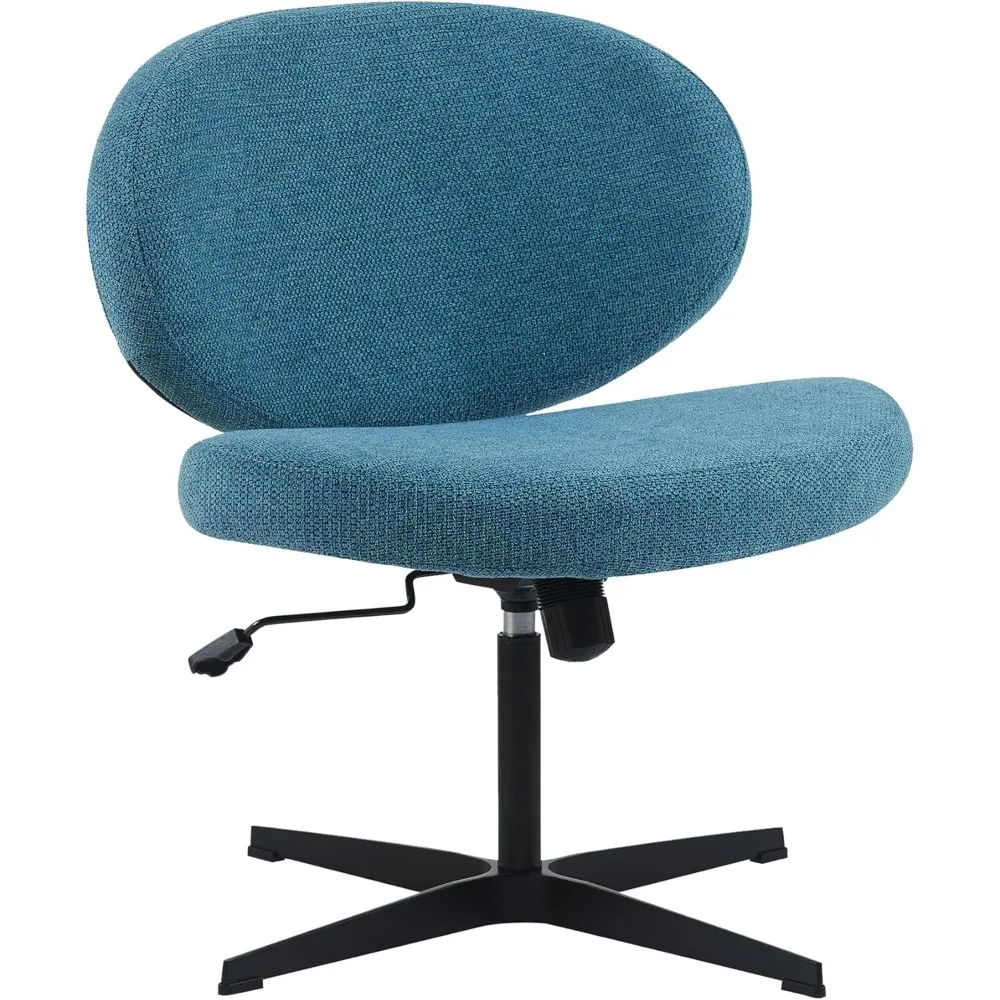 Criss Cross Chair No Wheels, Wide Armless Desk Chair Thick Padded Office Chairs Height Adjustable Swivel Accent Chair