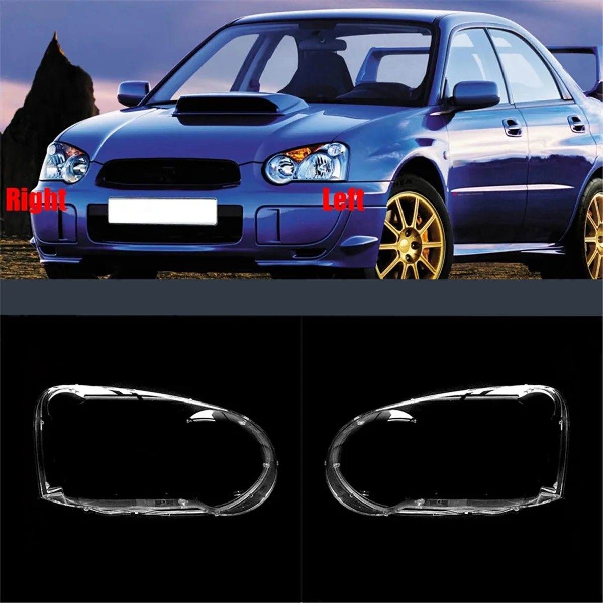 

#518R For Subaru Impreza 2003-2005 Head Light Lamps Cover Transparent Lampshade Headlight Shell Acrylic Glass (Transparent)