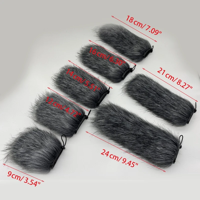 Microphone Windscreen Cover Furry Windscreen Wind Cover Windproof Microphone Sleeve 9-24cm for Interview Microphone