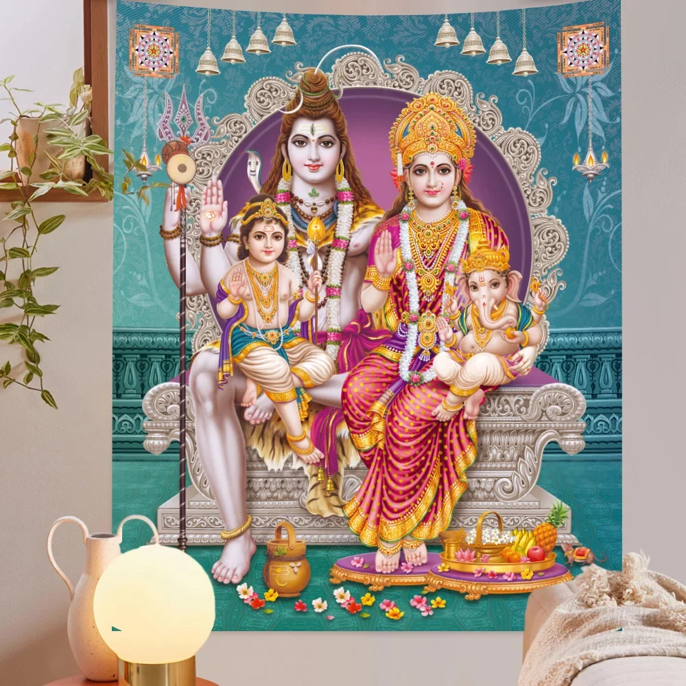 

Indian God Thailand Religion Shiva Ganesha Parvati Buddhism Meditation Mats Carpet Wall Hanging Mandala Hippe Elephant Tapestry