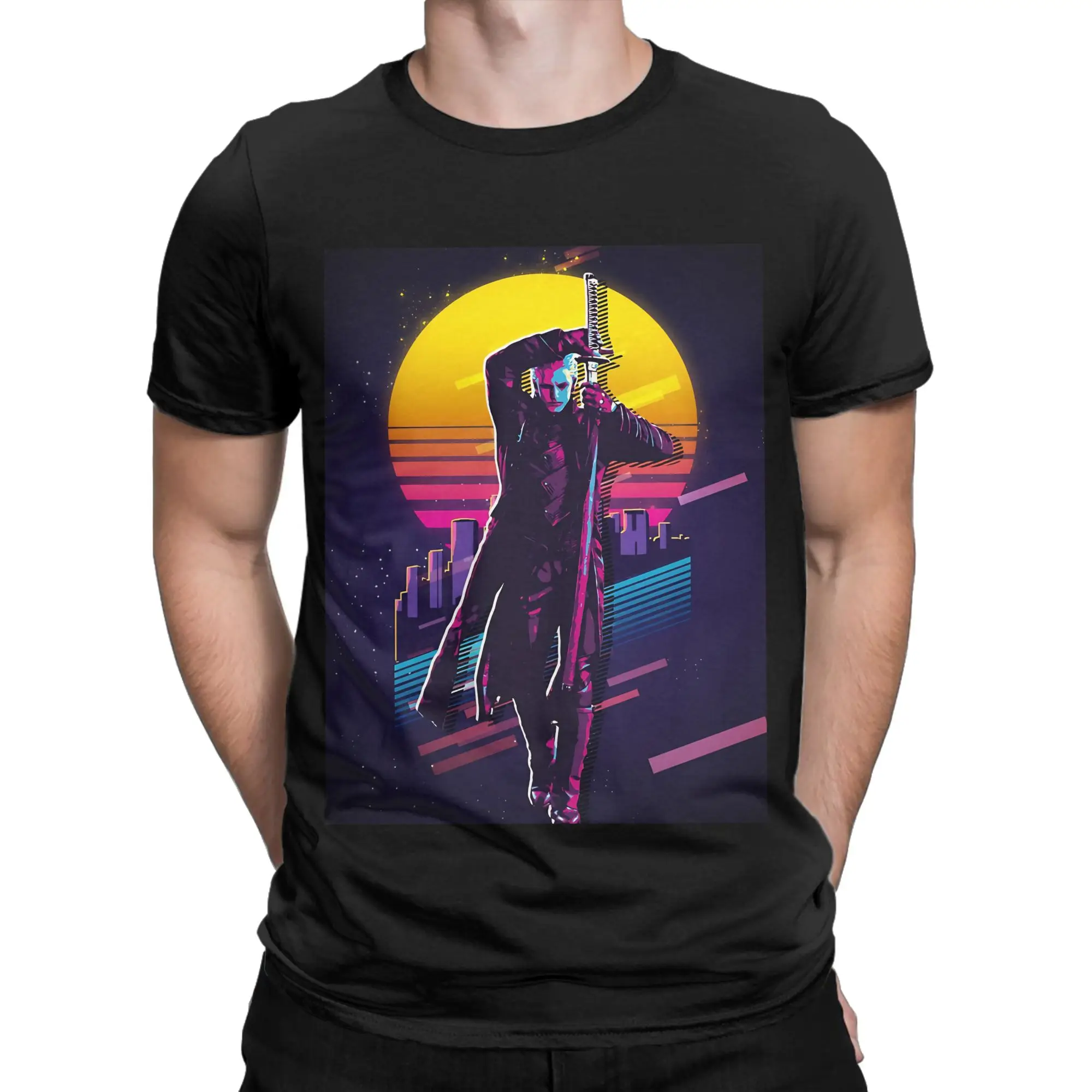 Vergil 80s Retro Funny 100% Cotton T-Shirt D-Devil May Cry Tops Tees For Men