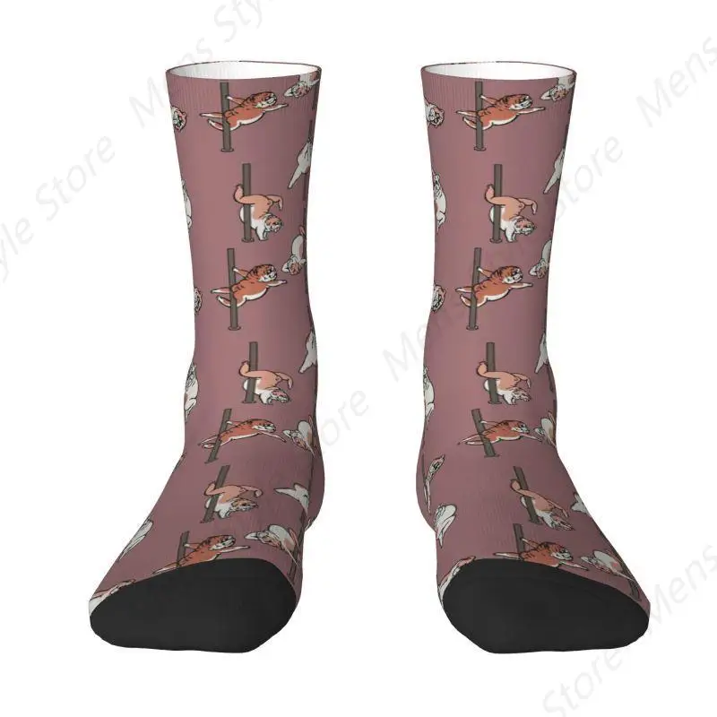 English Bulldog Pole Dancing Club Dress Socks Mens Womens Warm Funny Novelty British Pet Dog Lover Crew Socks