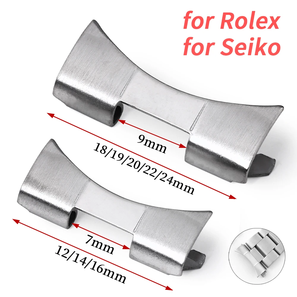 Adaptateur de lien d'extrémité incurvée pour connecteur de Bracelet en acier inoxydable Seiko pour accessoires de Bracelet de montre Rolex 12/14/16/18/19/20/22/24mm