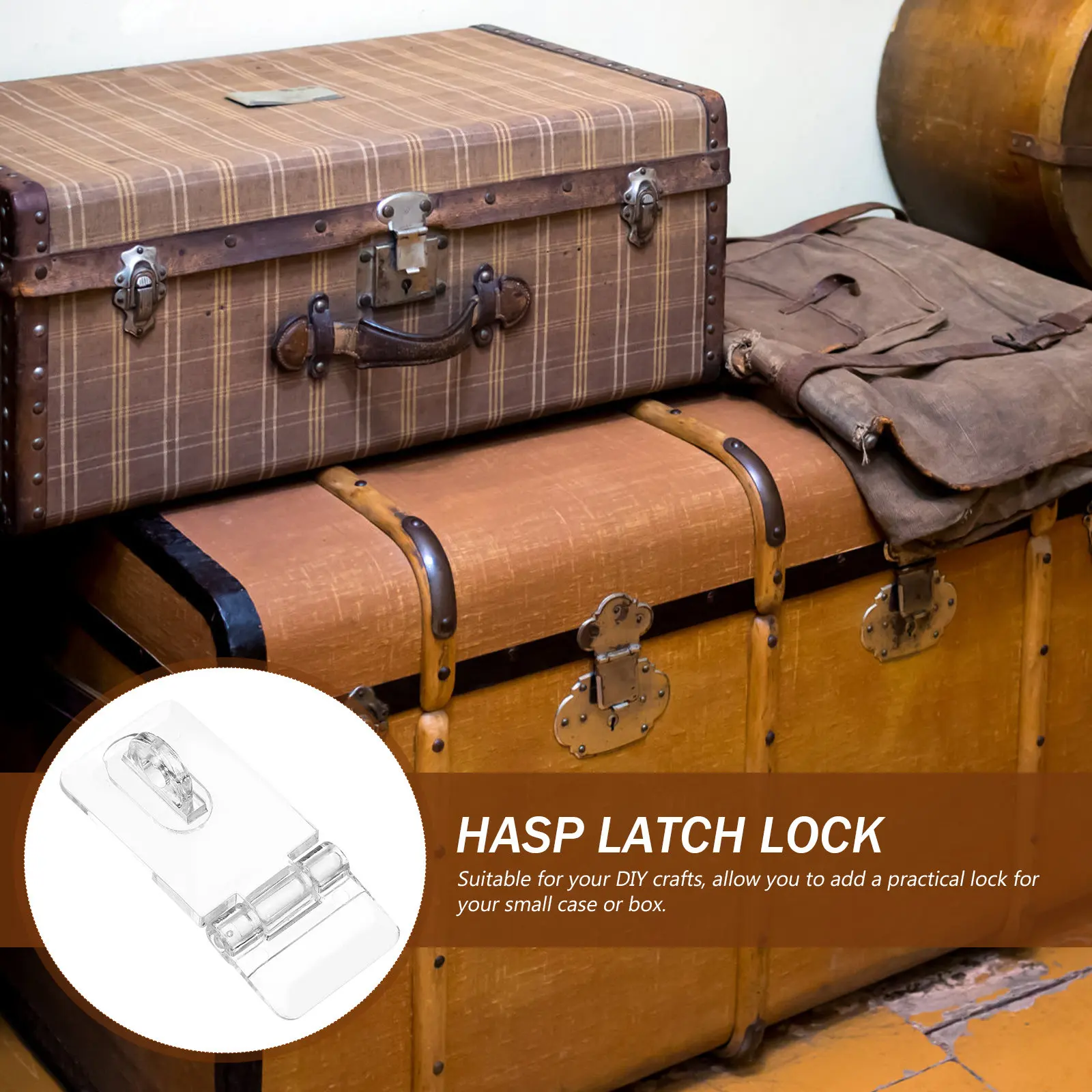 12Sets Acrylic Hasp Buckles Transparent Lock for Jewelry Box Clear Plastic Hasps Small Box Latches Easy Fix No Drill
