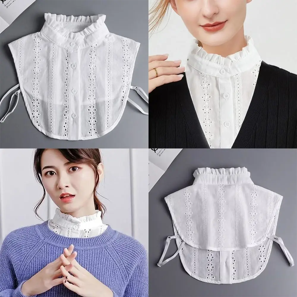 Col amovible en jacquard tendance, en pur coton, avec décolleté ajouré pour femme
