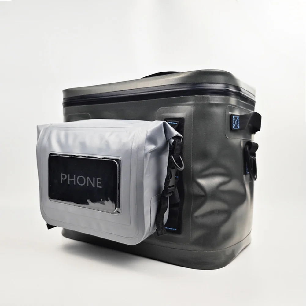 IPX8 Rated Waterproof Dry Bag Gray PVC for Diving Fishing Kayaking Outdoor Use with Touch Window and Multi Position Straps