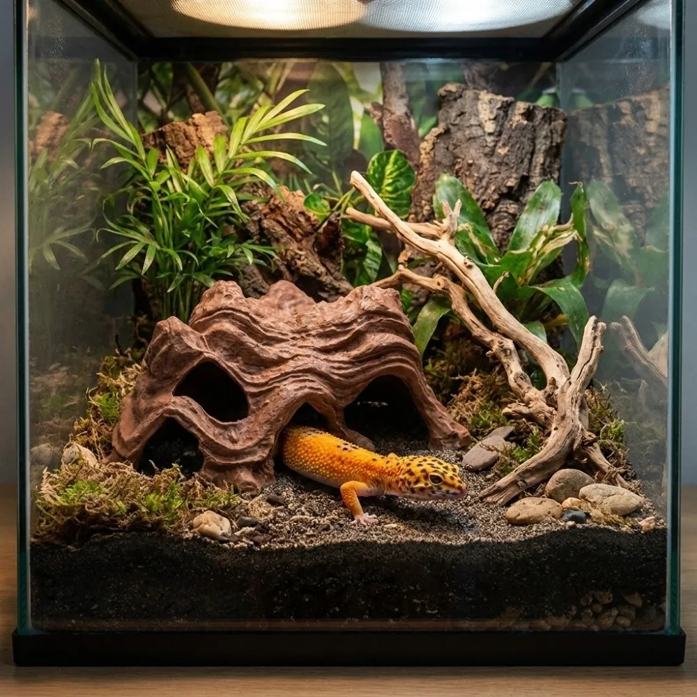 3D Printed Fish Shrimp Hiding Cave Multi-Hole Unique Reptile Hideout Plastic Natural Look Fish Shrimp Habitat Fish Tank