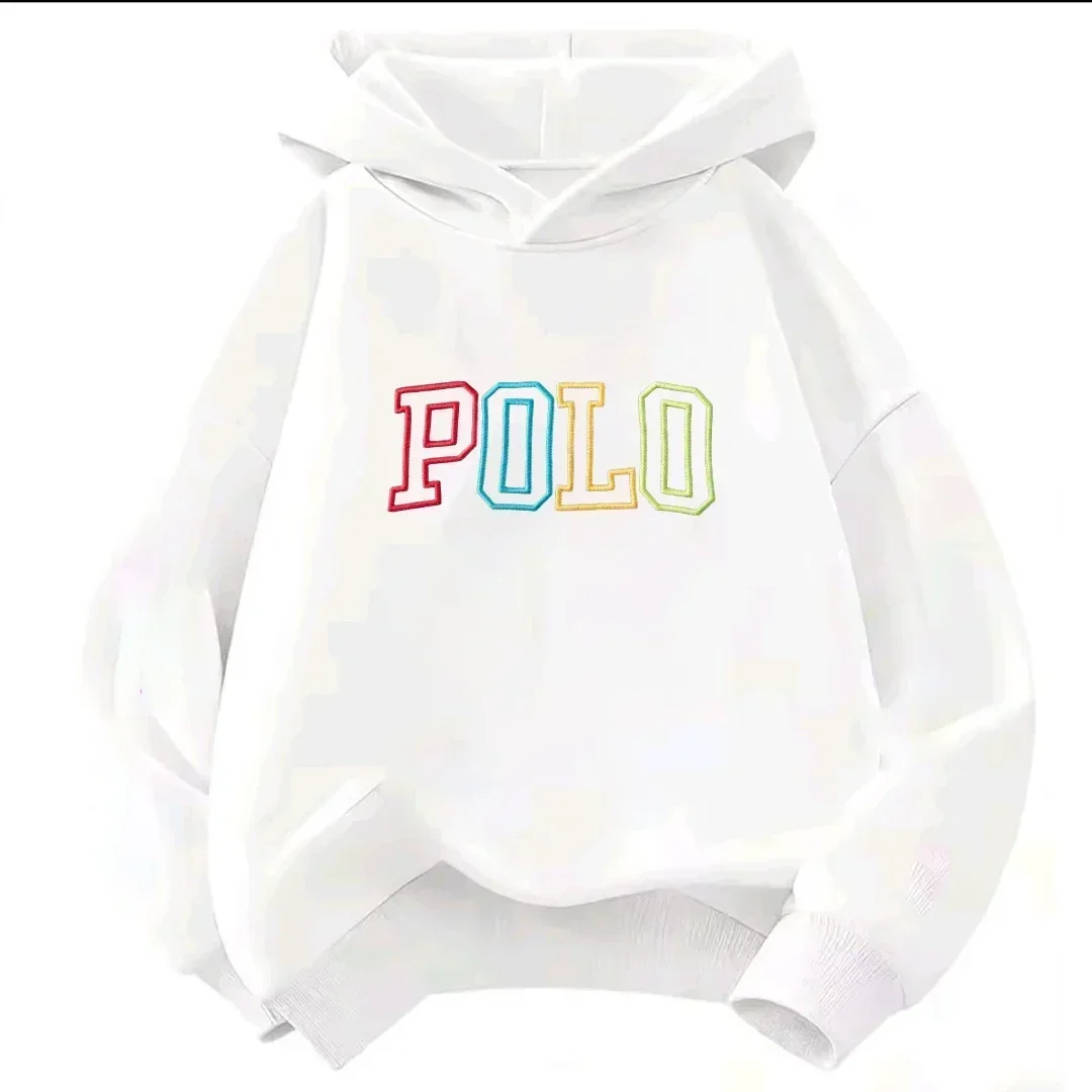 Kinder-Kapuzenpullover, bunter Farbverlauf, POLO-Design mit Buchstabenmuster, langärmelig, Pullover-Sweatshirt, für Jungen und Mädchen, lässige Herbstbekleidung. – Detail 5