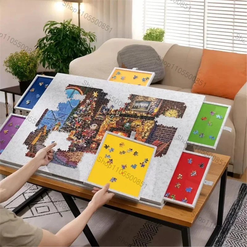 suitable for Puzzle Table Workbench Foldable with Stand 6 Drawer Portable Adult Puzzle Mat