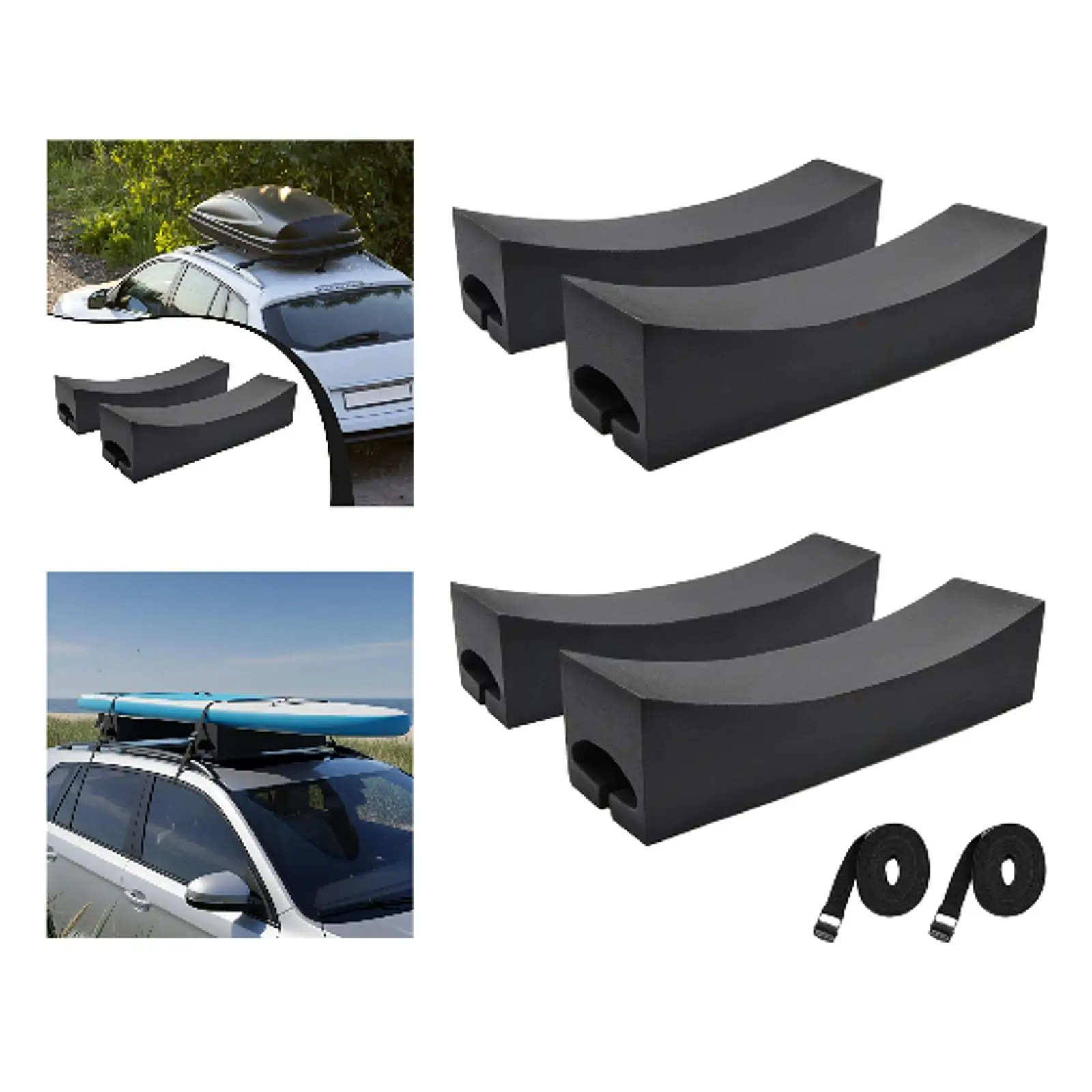 Portable Car Top Kayak Carrier Anti Slip Foam Blocks Roof Racks Sturdy Support for Kayak Trolley Use