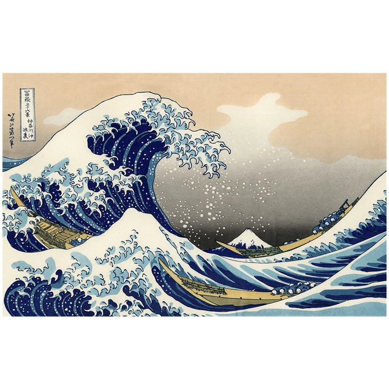 Japanese Ukiyo-e Big Waves HD Photo Wallpapers and Wind Background Wall Paper 3D for Japanese Cuisine Sushi Restaurant Decor