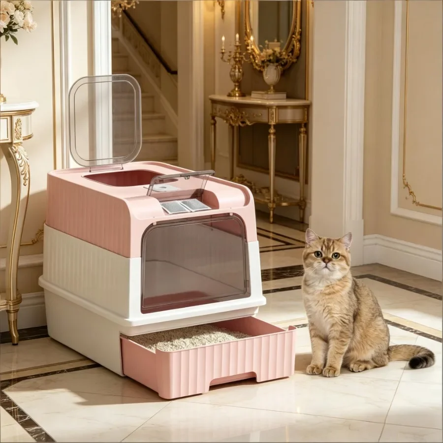 Pet Litter Box, Fully Enclosed Litter Box, Compact Cat Litter Box